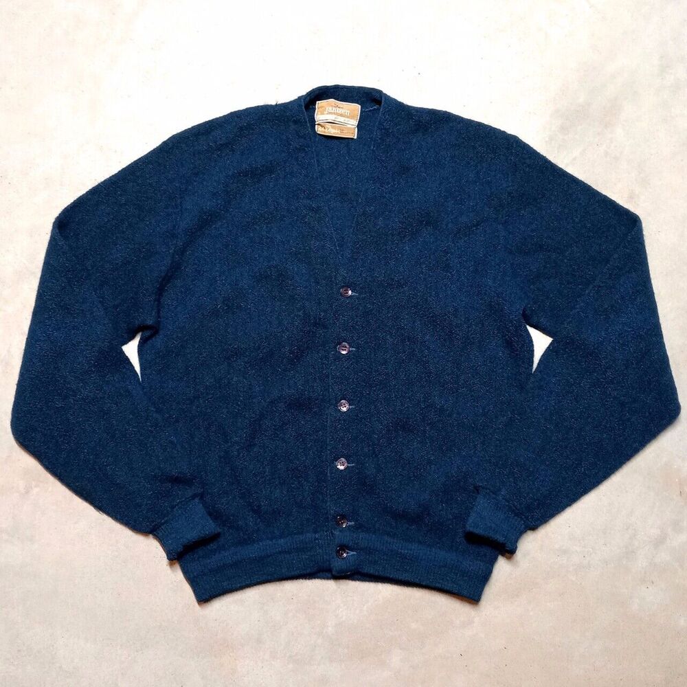 Vintage Jantzen 60s Made in USA Grandpa Retro Knit Cardigan Sweater - Size Large - Picture 1 of 6